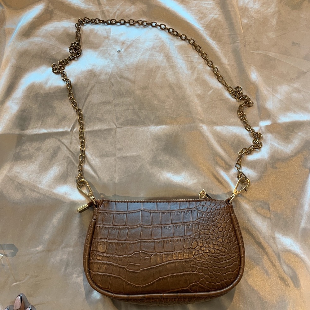 Princess Polly brown croc bag
